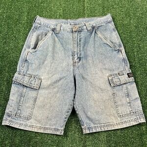 Vintage Wrangler Cargo Denim Jean Shorts Men's 32x9" Baggy Dad Utility Skate Y2K